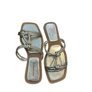 Azalea Wang Gold Strip Slip On Flat Sandal Size 40